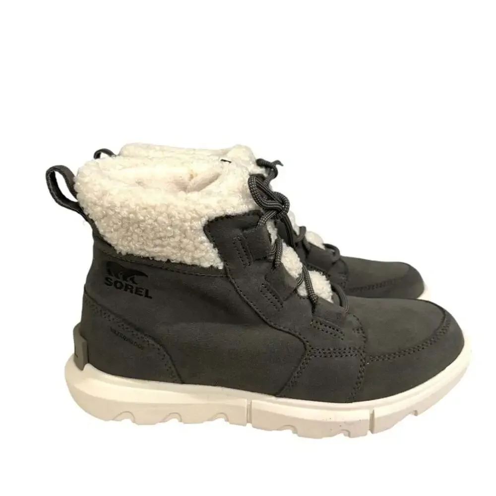 Sorel Women's Waterproof Winter Boots Grey Faux Fur Lined Size 5.5